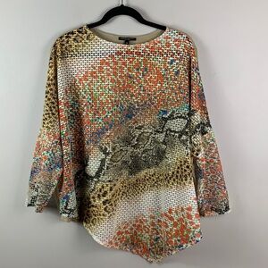 Alberto Malaki Oversized Animal Print Long Sleeve Top